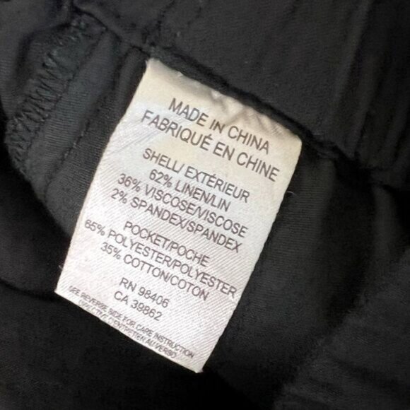 Theory Toro W Black Linen Blend Elastic Waist Cropped Pants - Picture 7 of 8